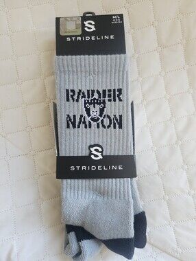 Light Gray and Black Raider Nation Crew Socks